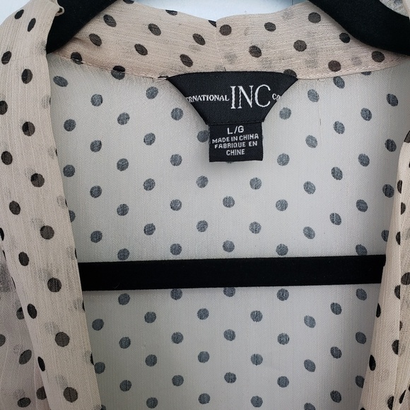 INC Sheer Polka Dot Retro Feel Blouse - Picture 3 of 8
